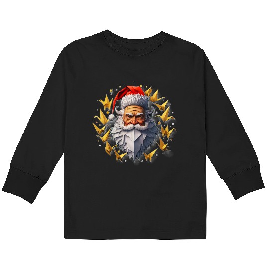 Festive Santa Claus Unique Holiday Design Santa Kids Long Sleeve T Shirts