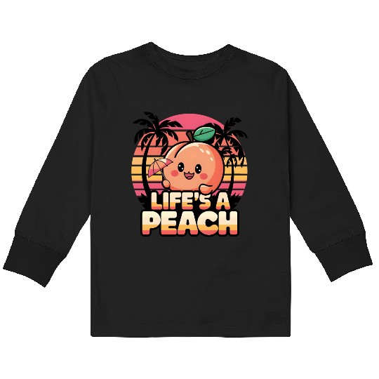 Life's a Peach | Cute Peach Design Kids Long Sleeve T Shirts
