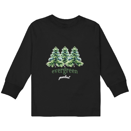 evergreen the green tree : green world Kids Long Sleeve T Shirts