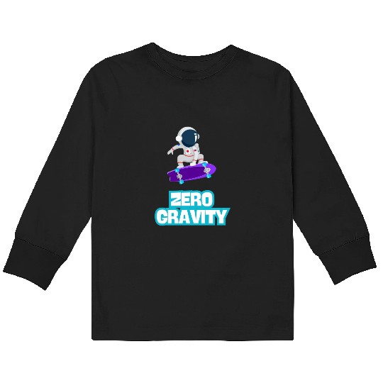 Zero Gravity Skateboarding Astronaut - Funny Skate Kids Long Sleeve T Shirts
