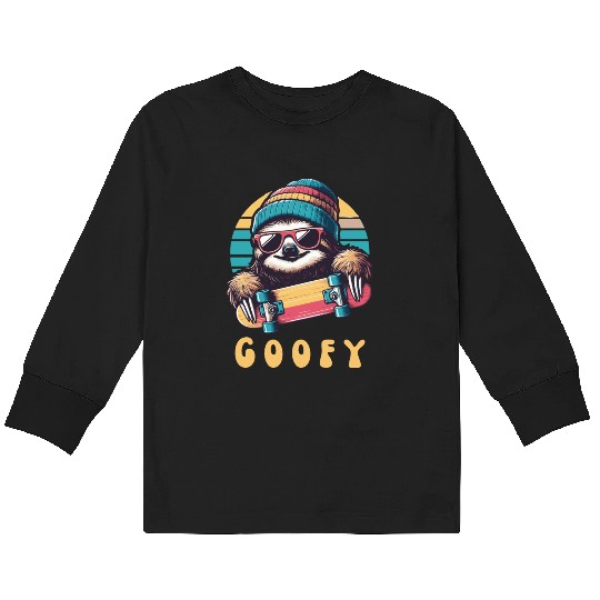 Goofy Skater Sloth - Funny Skateboard Freestyle Kids Long Sleeve T Shirts