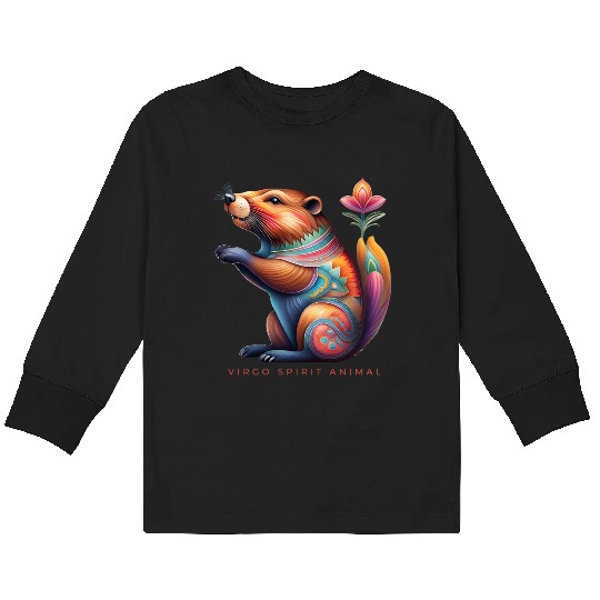 Virgo Spirit Animal Beaver Alebrije Female Kids Long Sleeve T Shirts