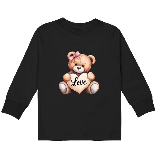 Valentines Teddy Bear Love Love Bear Bear Hug Cudd Kids Long Sleeve T Shirts