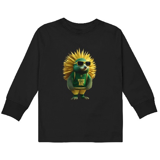 Green and Gold Echidna 3 Kids Long Sleeve T Shirts