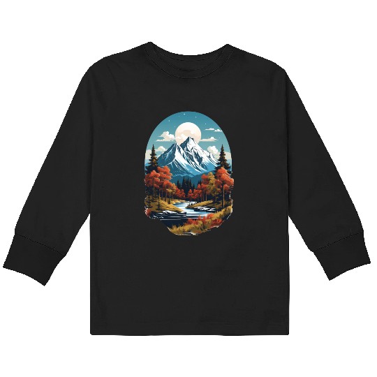 Majestic Peaks and Autumn Serenity Kids Long Sleeve T Shirts