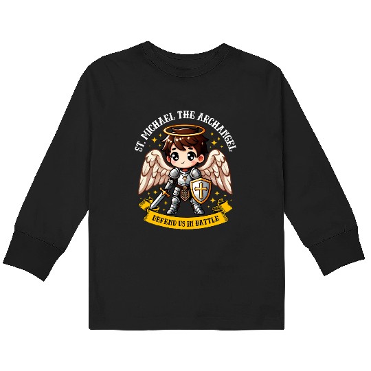 Saint Michael the Archangel Catholic Pray for kids Kids Long Sleeve T Shirts