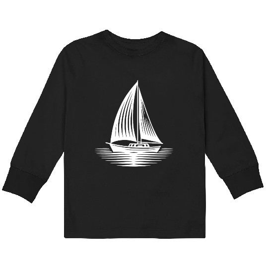 Sailboat In Calm Sea On The Horizon Kids Long Sleeve T Shirts