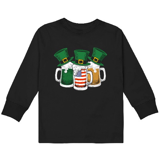 Irish Beer Ireland St Patricks Day Drinking Party Kids Long Sleeve T Shirts