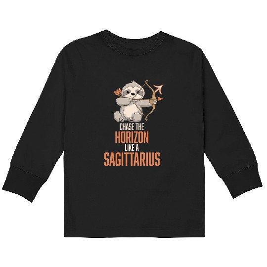 Chase The Horizon Like A Sagittarius Zodiac Sloth Kids Long Sleeve T Shirts