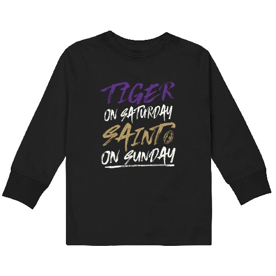 Tiger on Saturday Saint on Sunday Vintage Kids Long Sleeve T Shirts