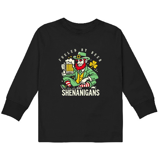 St. Patrick's Day Fun With Beer And shenanigans Kids Long Sleeve T Shirts