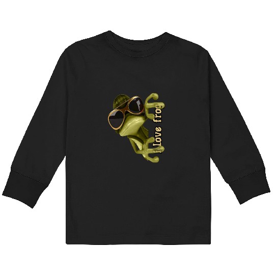 i love frog funny frog design Kids Long Sleeve T Shirts