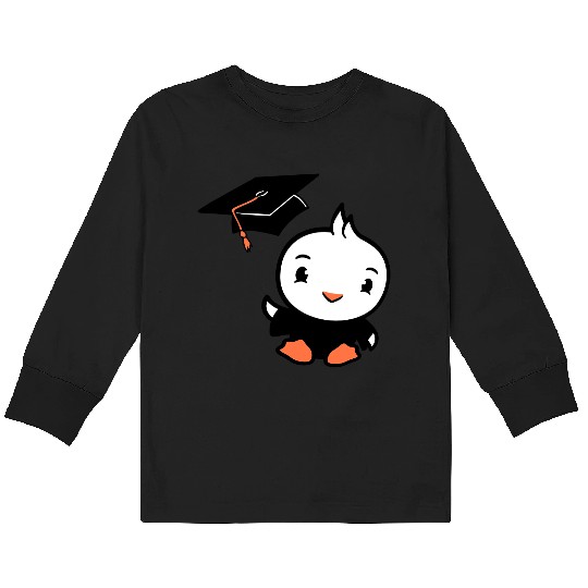 Bird School College Graduation Hat Education Cute Kids Long Sleeve T Shirts
