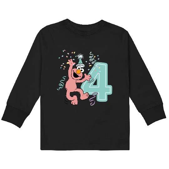 Sesame Street Birthday Design With Elmo 4 Years Kids Long Sleeve T Shirts