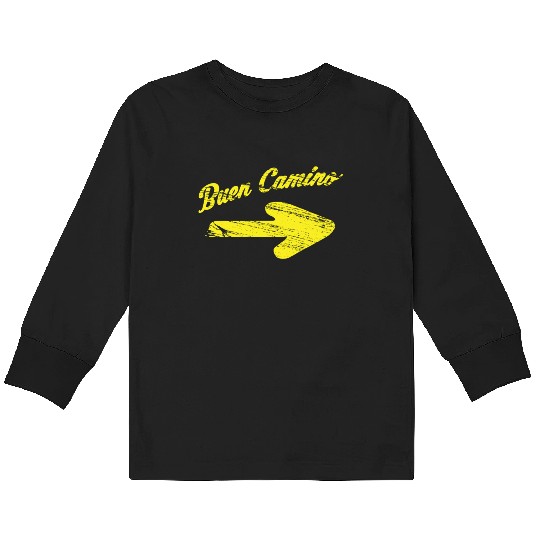 Way of St. James buen camino yellow arrow Kids Long Sleeve T Shirts