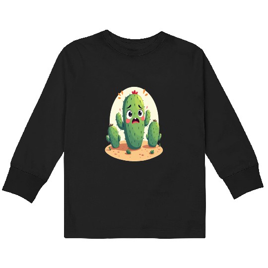 Cactus with Anxiety – Too Sharp to Relax Kids Long Sleeve T Shirts