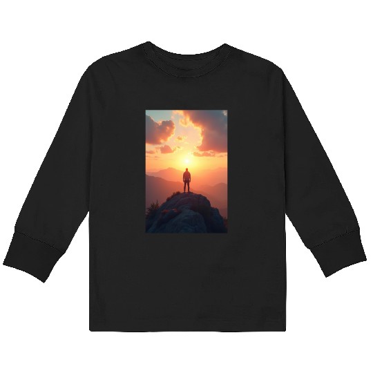 Summit of Dawn Embrace the Horizon Kids Long Sleeve T Shirts
