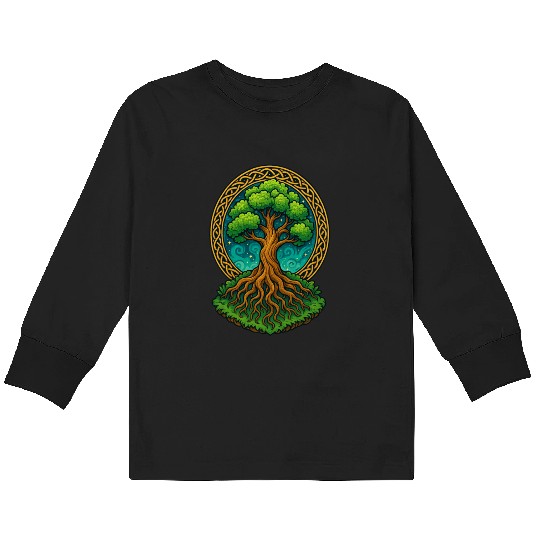 Tree of Life Fantasy Illustration Kids Long Sleeve T Shirts