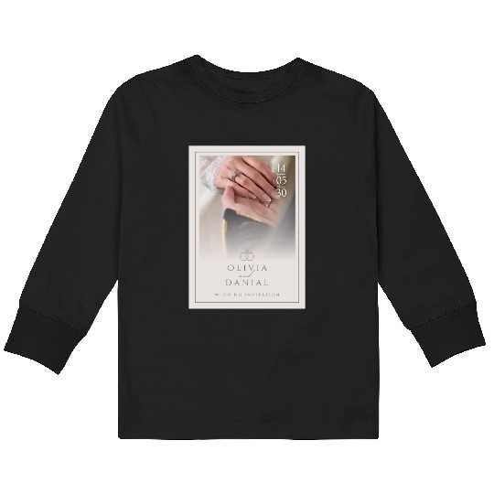 Light Pink Elegant and Minimal Wedding Invitati Kids Long Sleeve T Shirts