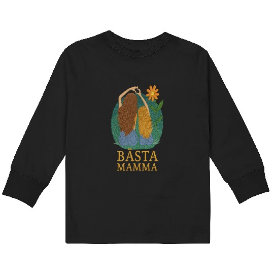 Best Mom Embroidered Style - Mother and Daughter Kids Long Sleeve T Shirts