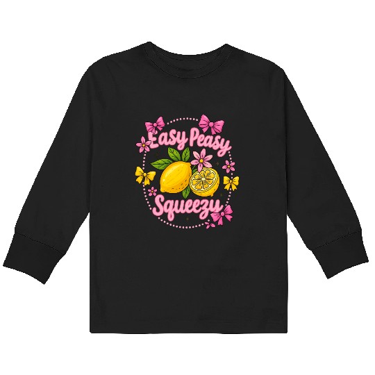 Preppy Lemon Summer Lemon Coquette Kids Long Sleeve T Shirts