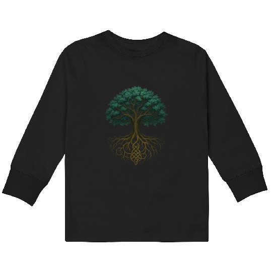 Ancient Yggdrasil Tree of Life – Celtic Forest Roo Kids Long Sleeve T Shirts