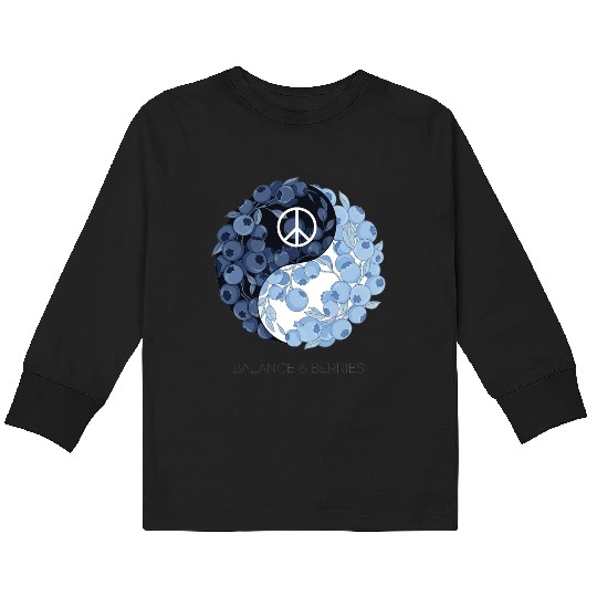 Balance & Berries – Yin Yang Blueberry Peace Desig Kids Long Sleeve T Shirts