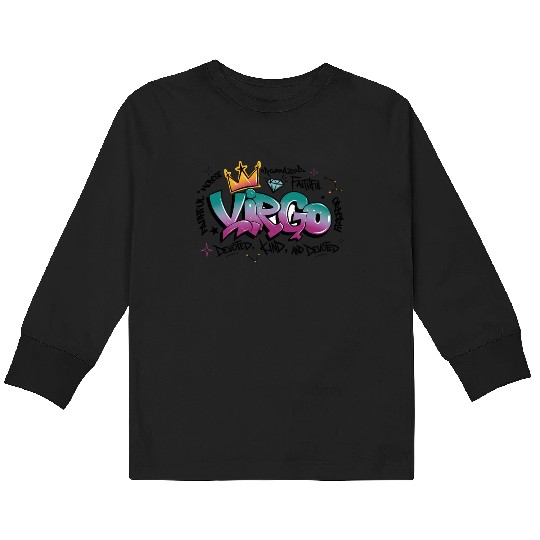 Virgo Graffiti Zodiac Art Kids Long Sleeve T Shirts
