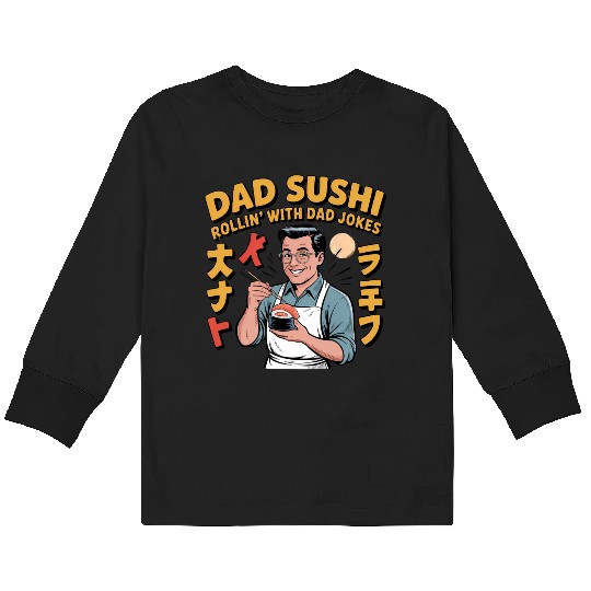 Réel Cool Papa Sushi Fishing Funny Father Day Kids Long Sleeve T Shirts