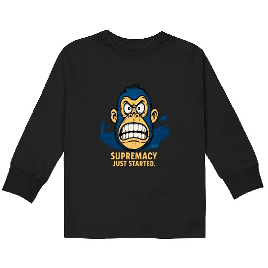 Angry ape cartoon with bold supremacy quote Kids Long Sleeve T Shirts