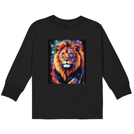 Pride and Power – Majestic Rainbow Lion Head Kids Long Sleeve T Shirts