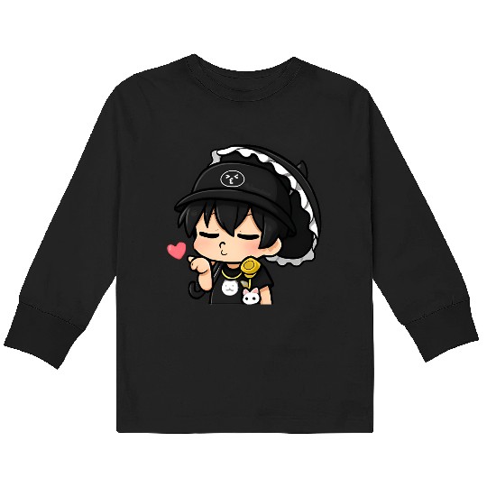 Chibi Joneda Blowing Kiss Kids Long Sleeve T Shirts