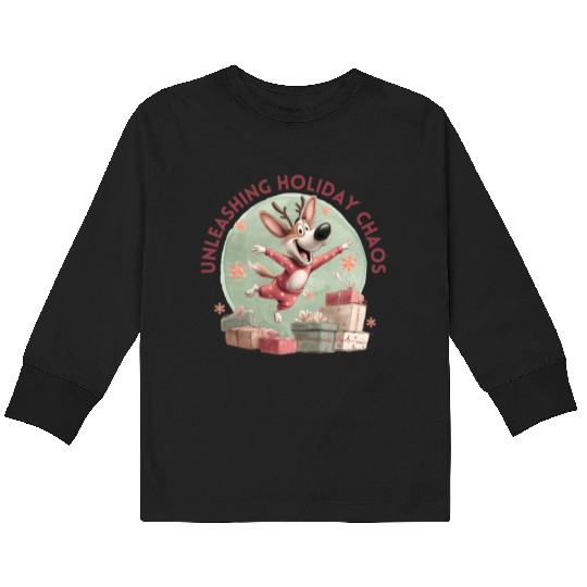 Festive Reindeer Celebration Design Kids Long Sleeve T Shirts