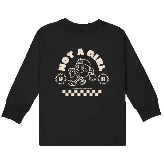Design: Playful Cartoon Girl with Confidence Kids Long Sleeve T Shirts