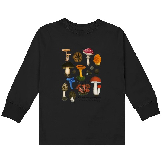 Forest Gems – Colorful Wild Mushrooms Kids Long Sleeve T Shirts