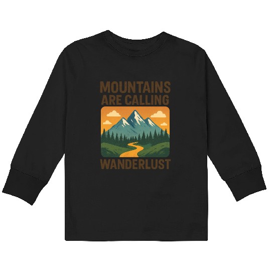 Mountain Call Wanderlust Design Kids Long Sleeve T Shirts