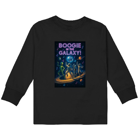 Boogie Galaxy Astronaut Dance Scene Kids Long Sleeve T Shirts