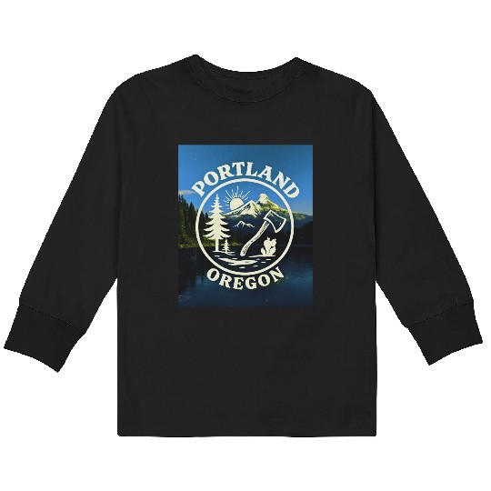 Portland, Oregon (B) Kids Long Sleeve T Shirts