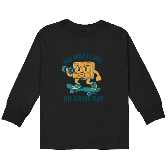 Waffle Character Skateboard Design Kids Long Sleeve T Shirts