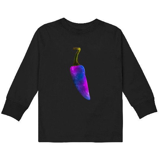 Galaxy Themed Chili Pepper Design Kids Long Sleeve T Shirts