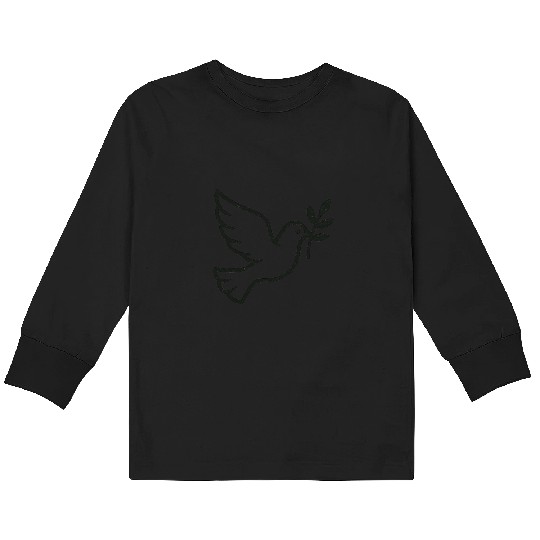 Elegant Doves with Olive Branch Design Kids Long Sleeve T Shirts