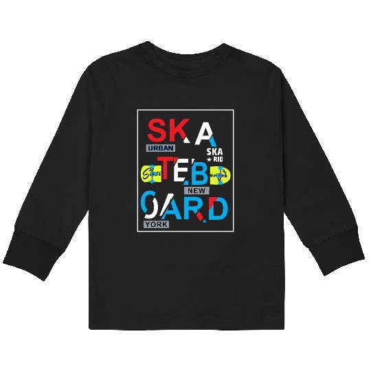 Urban Skateboard Typography New York Kids Long Sleeve T Shirts