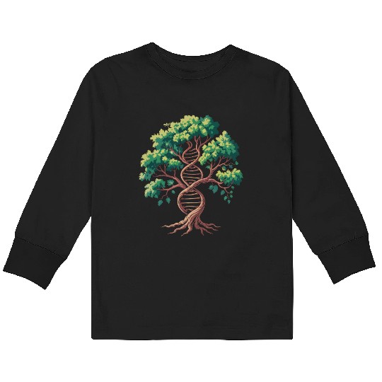 Tree of Life with DNA Spiral Kids Long Sleeve T Shirts