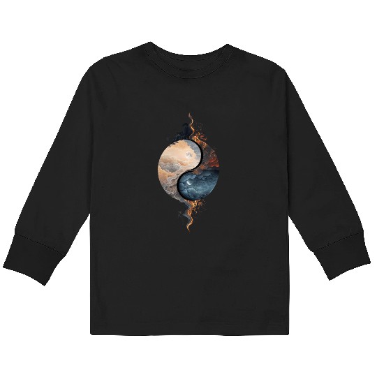 Yin Yang Celestial Balance Design Kids Long Sleeve T Shirts