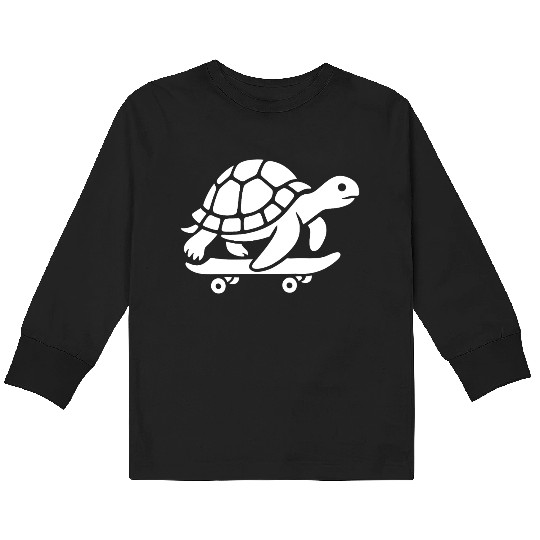 Minimalist turtle skateboard skateboarder Kids Long Sleeve T Shirts