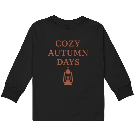 Cozy Autumn Days Lantern Design Kids Long Sleeve T Shirts