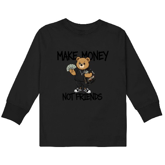 Urban Teddy Rich Guy Illustration Kids Long Sleeve T Shirts