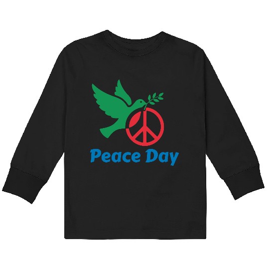 Peace Day Dove with Olive Branch Kids Long Sleeve T Shirts