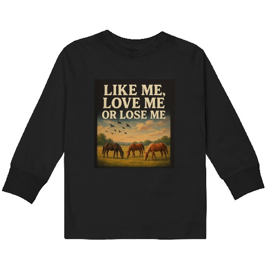 Horse Freedom Inspirational Design Kids Long Sleeve T Shirts