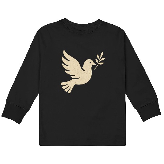 Elegant Dove with Olive Branch Design Kids Long Sleeve T Shirts